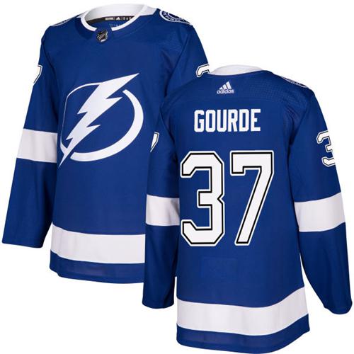 Adidas Tampa Bay Lightning #37 Yanni Gourde Blue Home Authentic Stitched Youth NHL Jersey